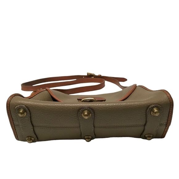 Dooney & Bourke Vintage Essex saddlebag taupe & cognac AWL pebble crossbody bag - Picture 12 of 15